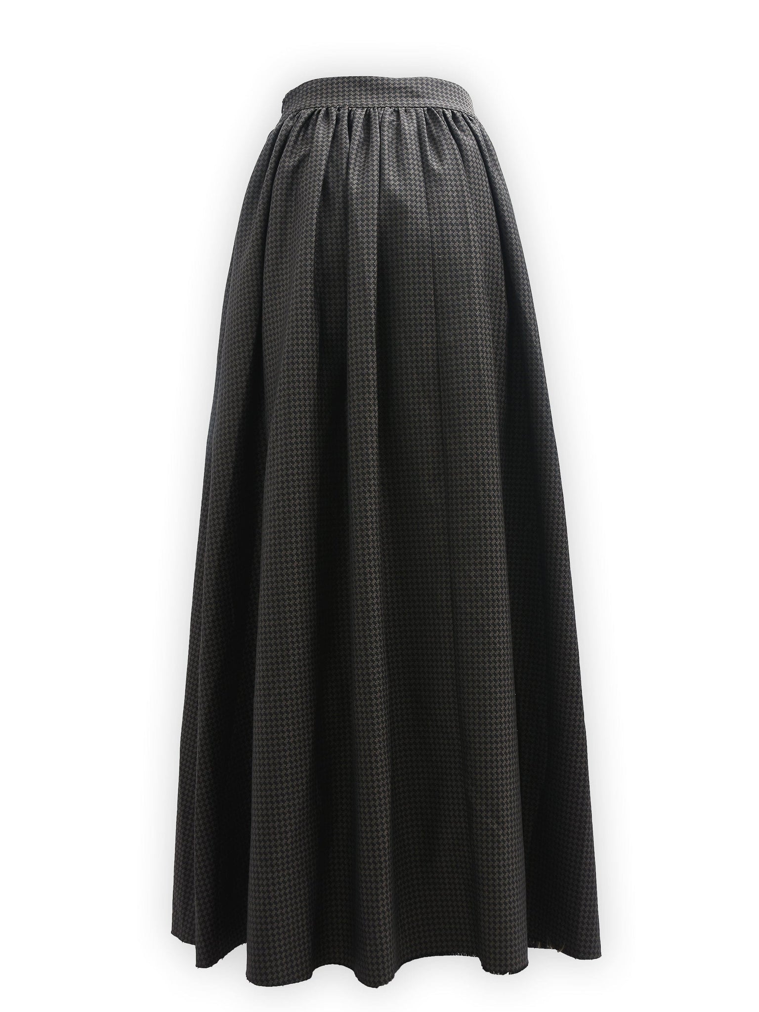 Black and Grey Raw Hem Floor Length Skirt