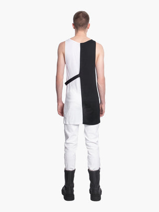Black and White Vest Top with Black Strap