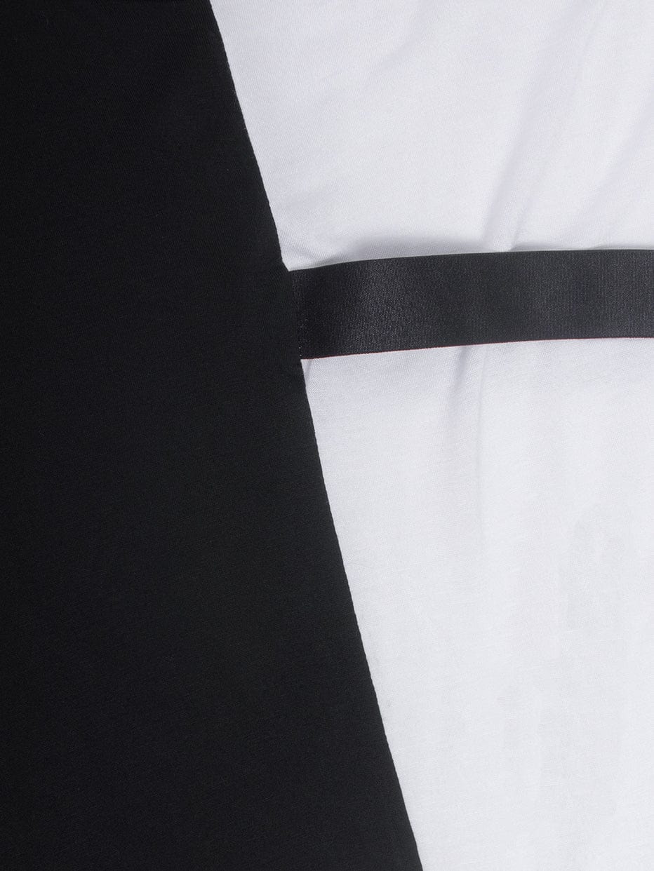 Black and White Vest Top with Black Strap