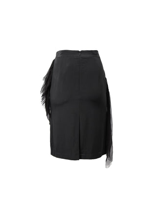 Black Asymmetric Mesh Skirt