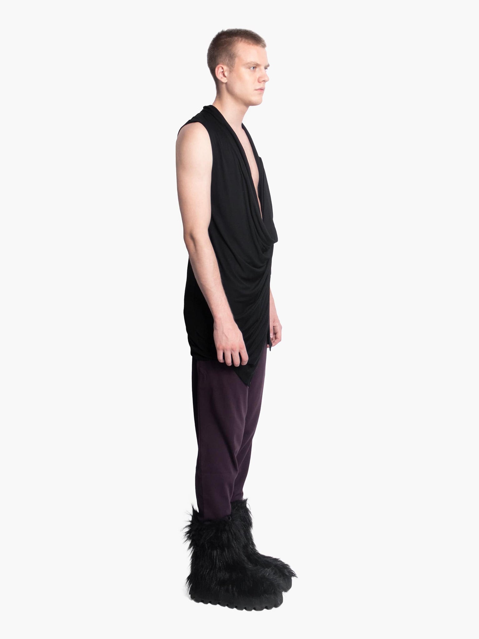 Black Asymmetric Zip Vest Top