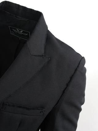 Black Blazer with Raw Hem Details