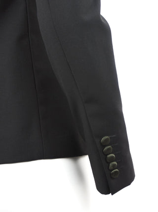 Black Crossover Blazer with Dark Green Lapel