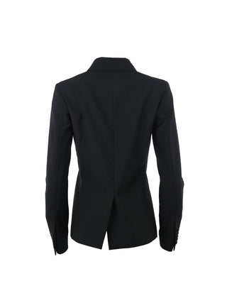 Black Crossover Blazer with Dark Green Lapel