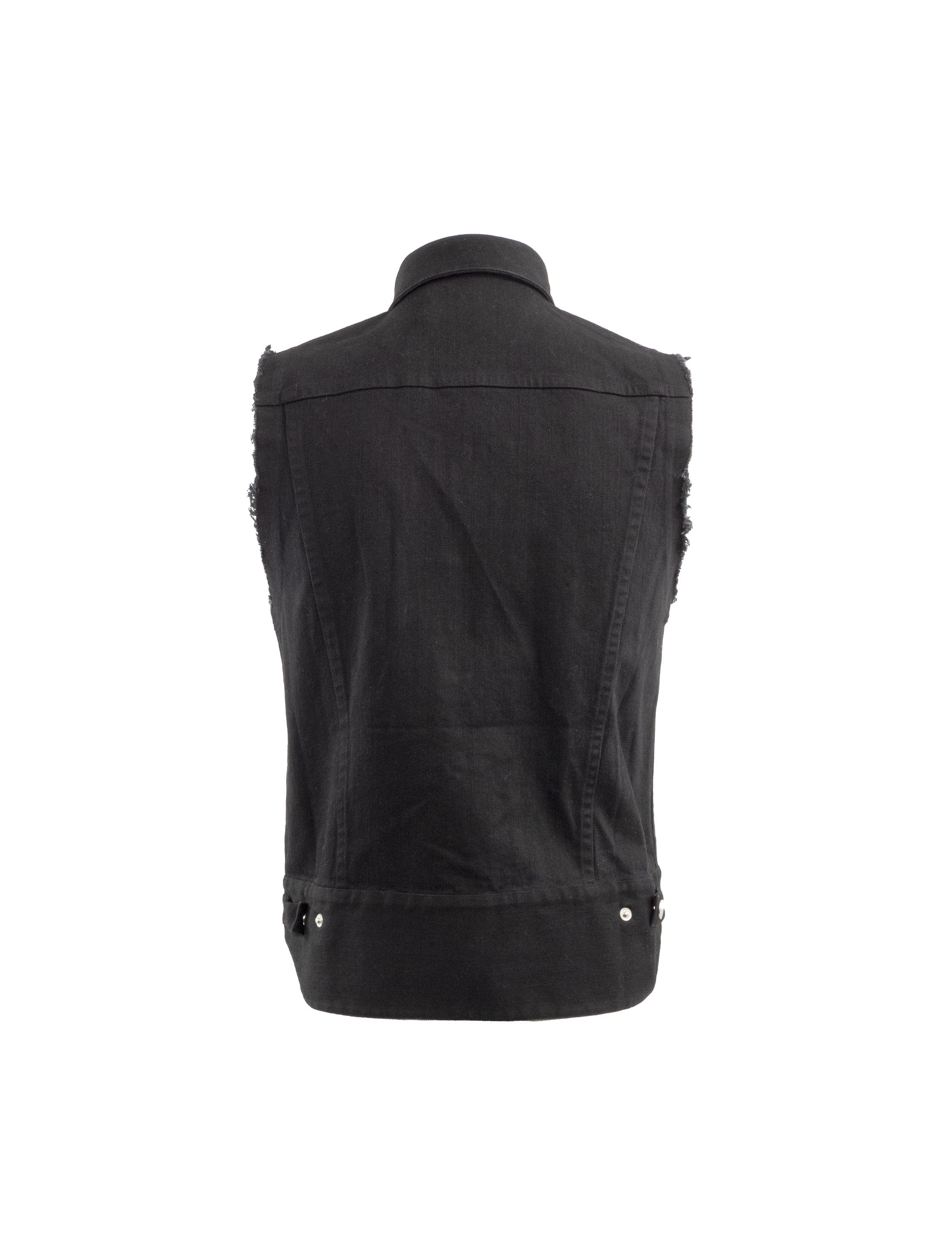 Black Denim Zip Sleeveless Jacket | UNCONDITIONAL