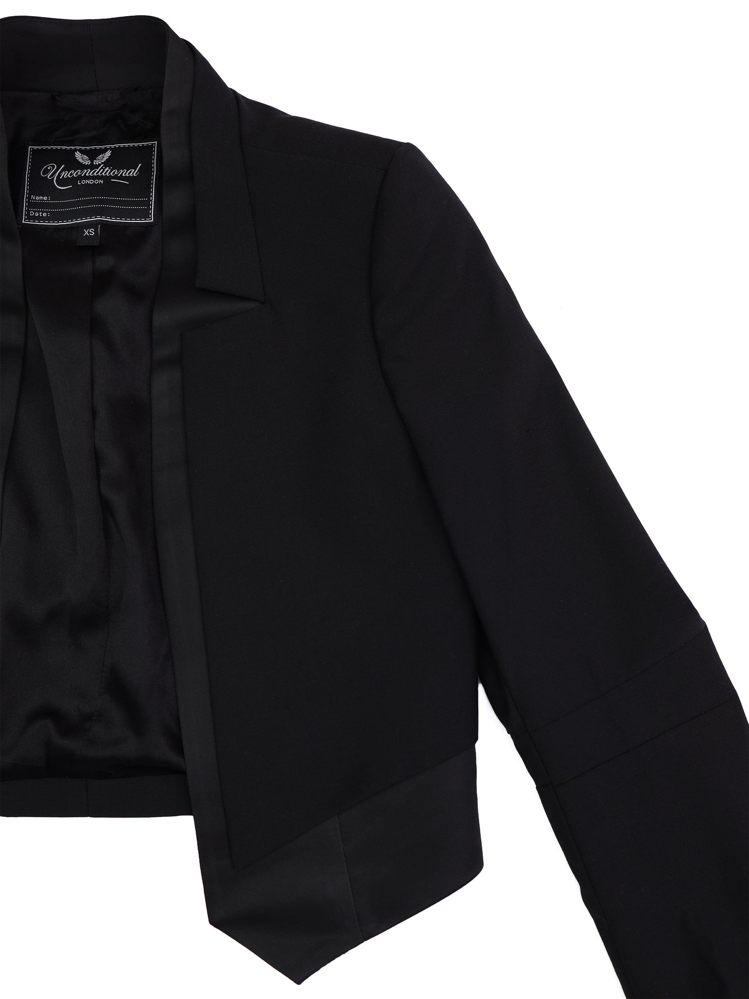 Black Grossgrain Layered Cropped Blazer