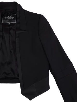 Black Grossgrain Layered Cropped Blazer