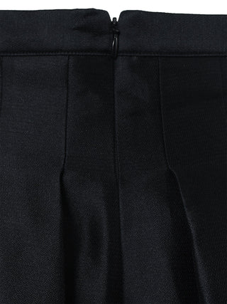Black High Waist Box Pleated Short Bell Skirt