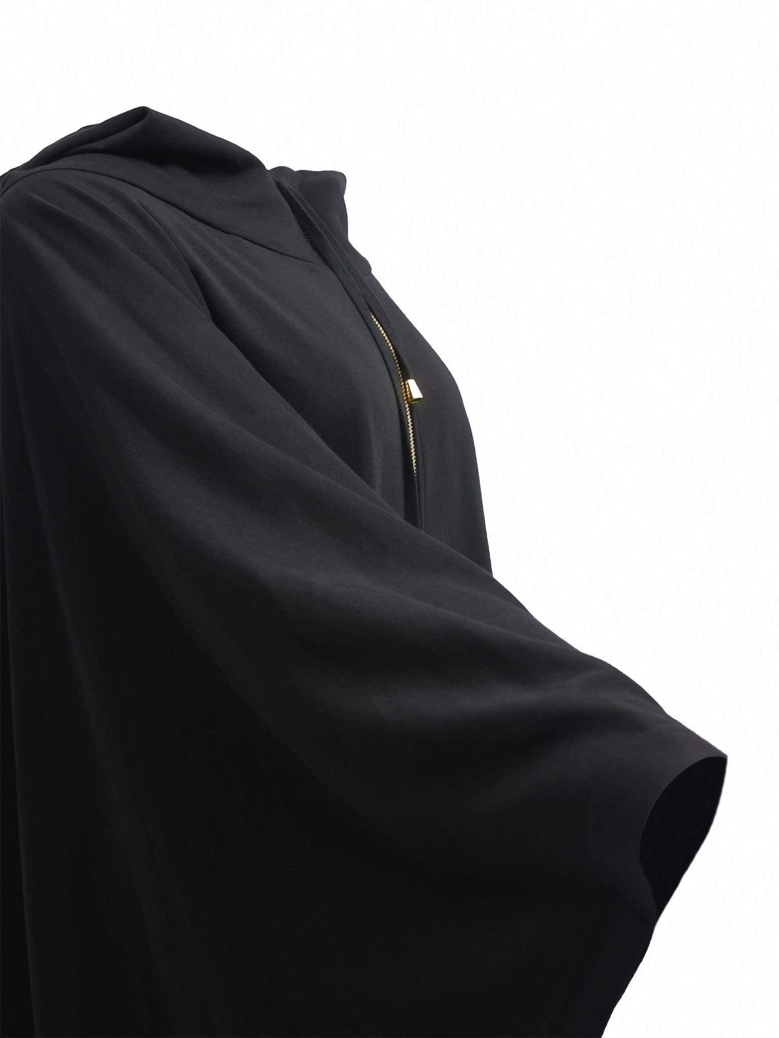 Black Hooded Poncho Sweatshirt