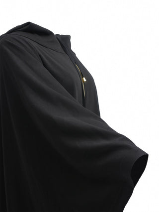 Black Hooded Poncho Sweatshirt