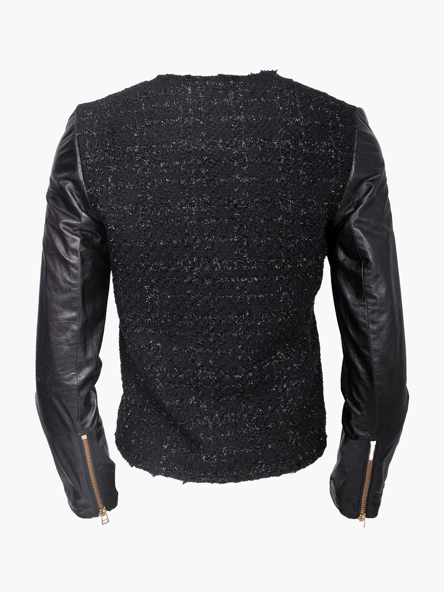 Black Jacket With Glitter details and Leather Sleeves