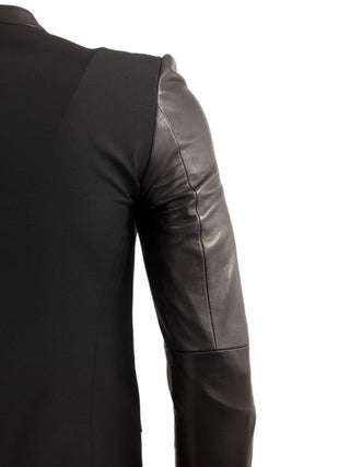Black Jacket with Leather Collar and Sleeves