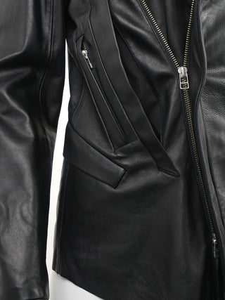 Black Leather Asymmetric Biker Jacket