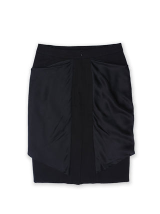 Black Pencil Skirt with Silk Detailing