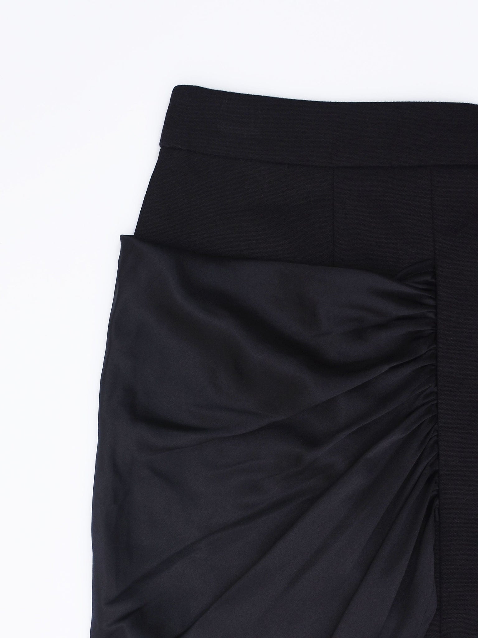 Black Pencil Skirt with Silk Detailing