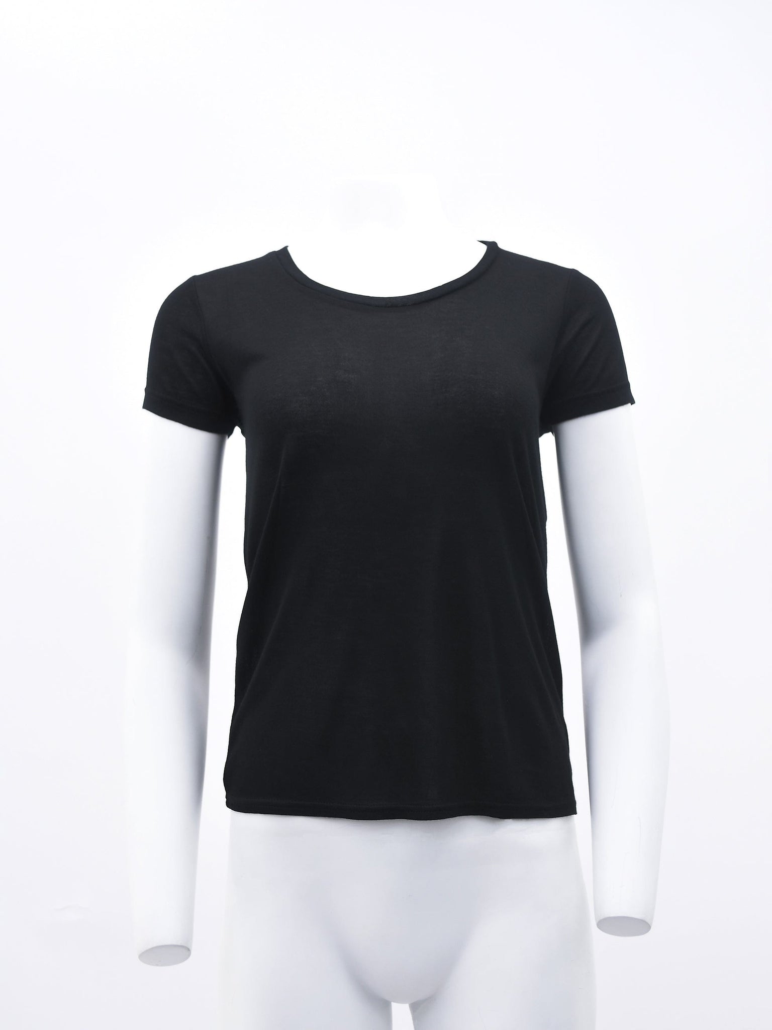 Black Round Neck Rayon T-Shirt