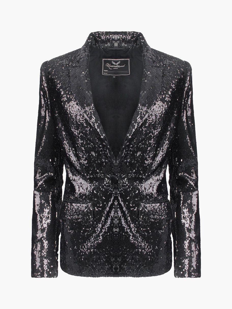 Black Sequin Tailored Blazer