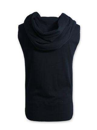 Black Sleeveless Side Zip Ghost Hoodie