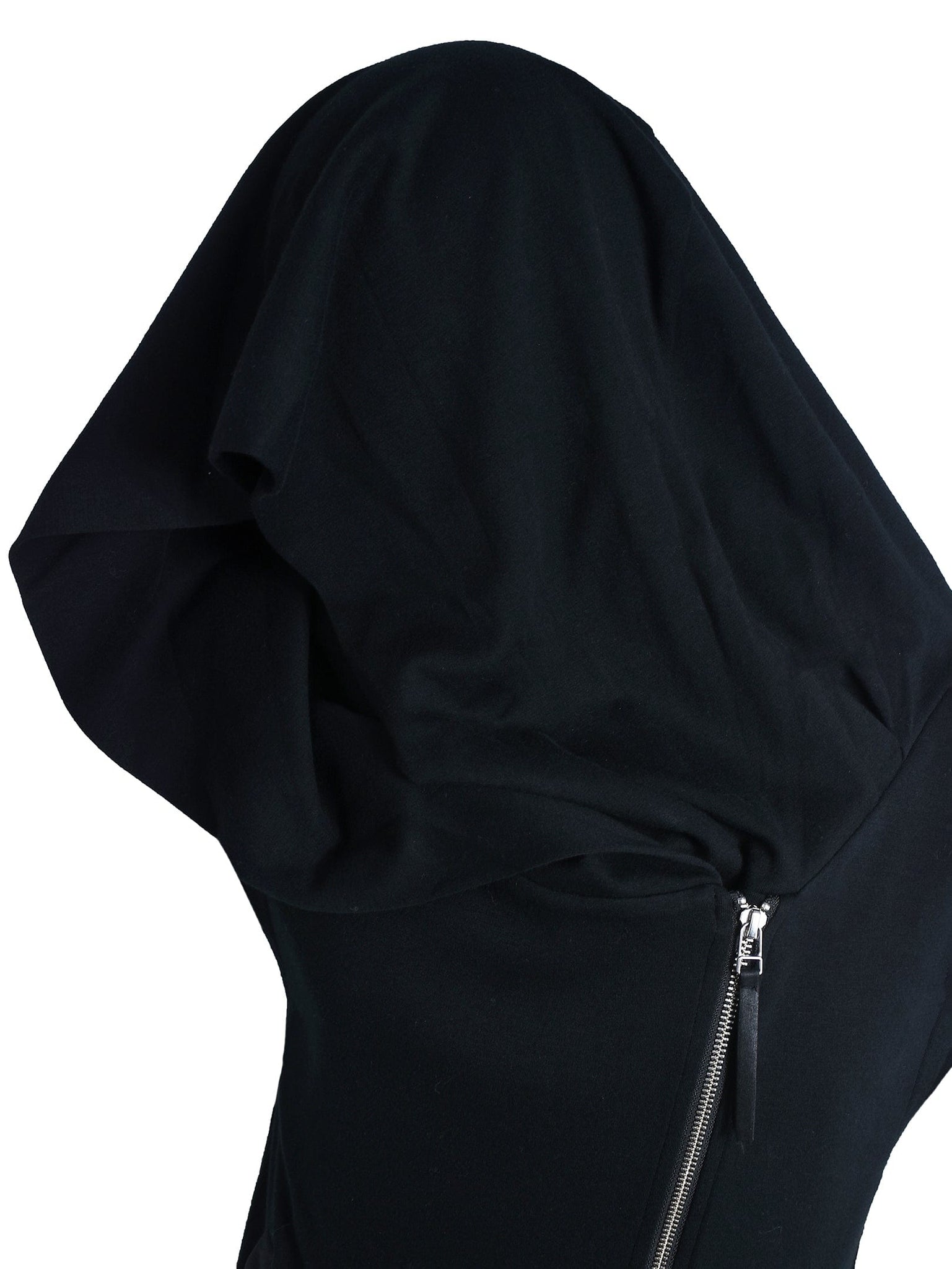 Black Sleeveless Side Zip Ghost Hoodie