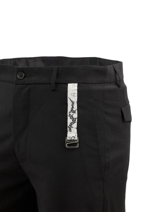 Black Suit Shorts with Lace Buckle Straps