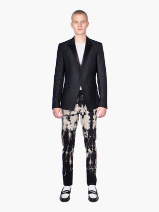 Black Textured Blazer With Lapels