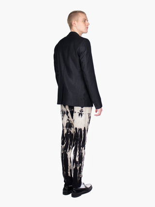 Black Textured Blazer With Lapels