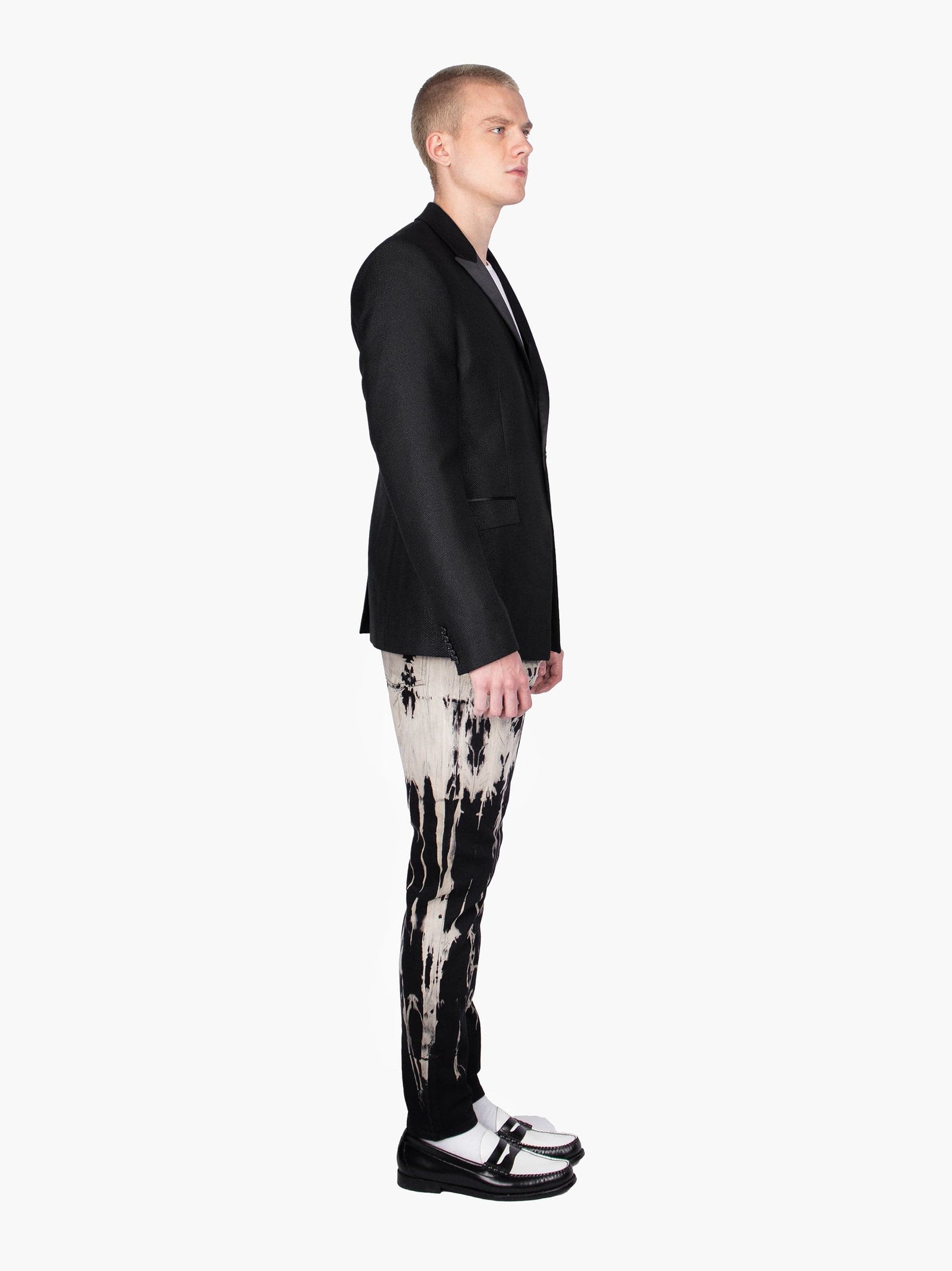 Black Textured Blazer With Lapels