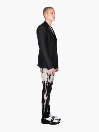 Black Textured Blazer With Lapels