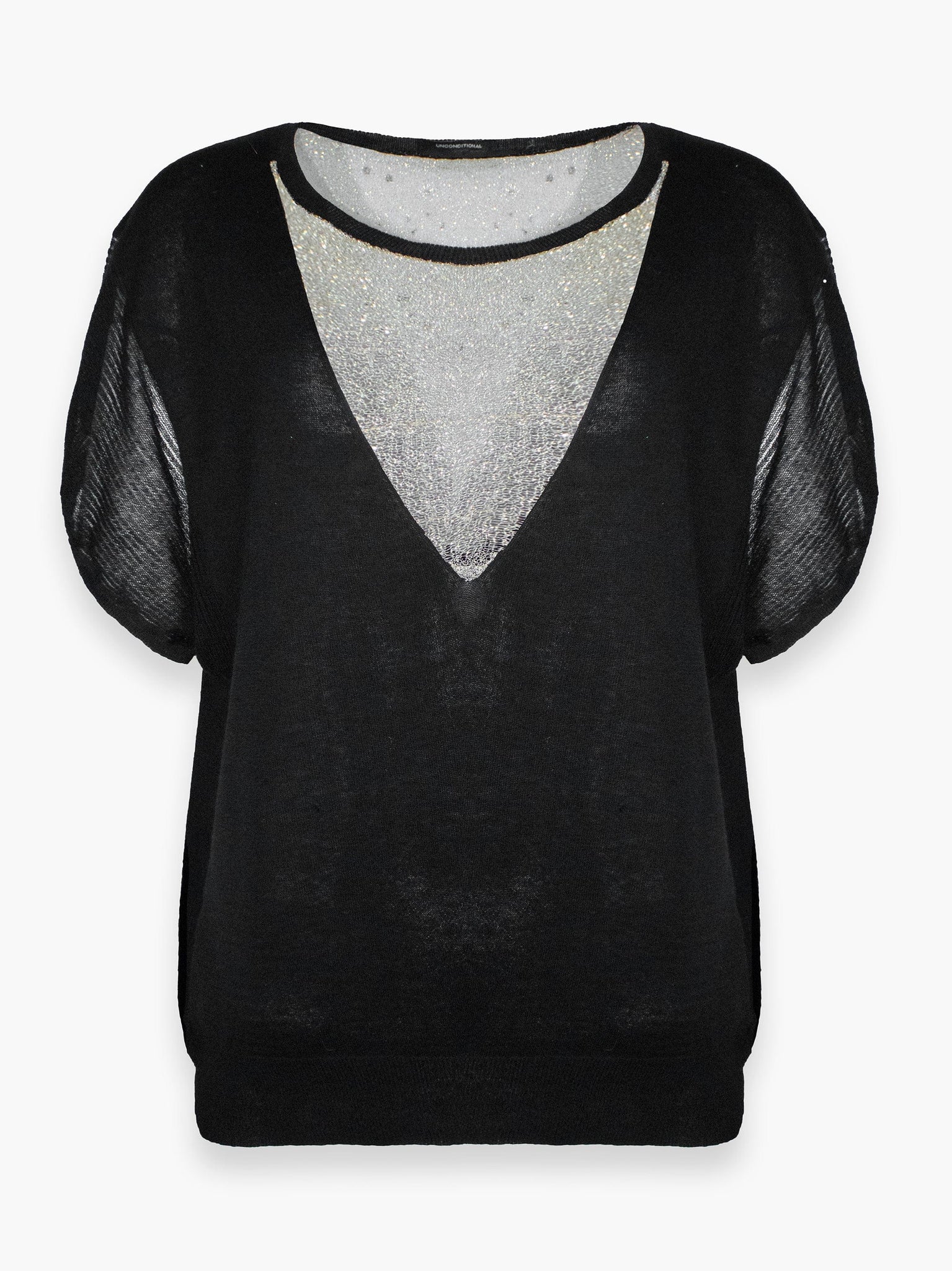 Black Top With Gold Glitter Mesh