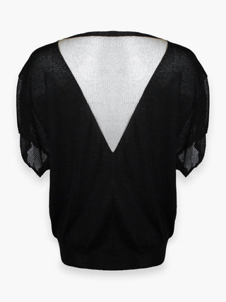 Black Top With Gold Glitter Mesh