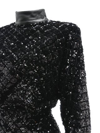 Black Velvet Sequins Dress