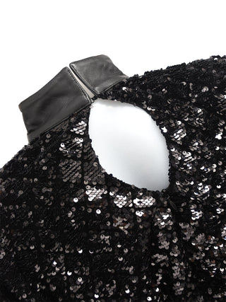 Black Velvet Sequins Dress