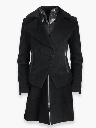 Black Woollen Coat With Leather Lining