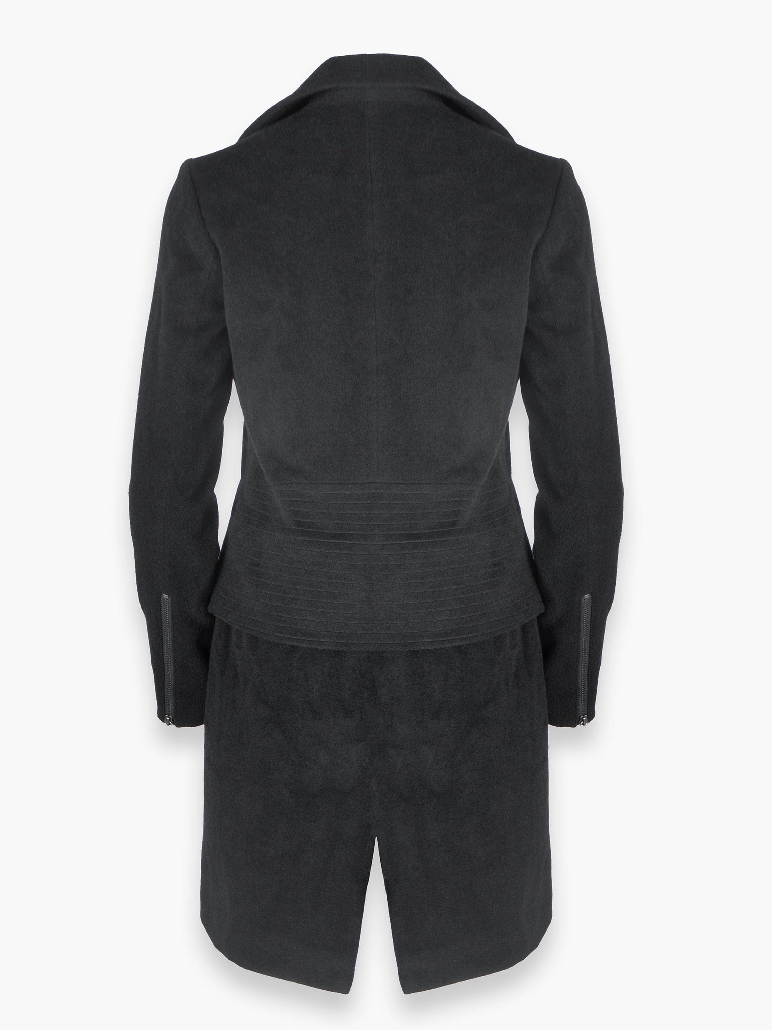 Black Woollen Coat With Leather Lining