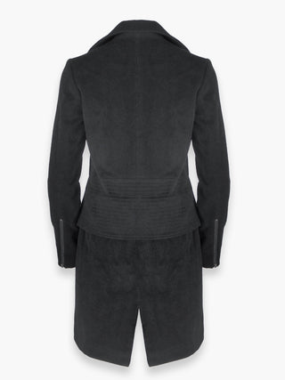 Black Woollen Coat With Leather Lining
