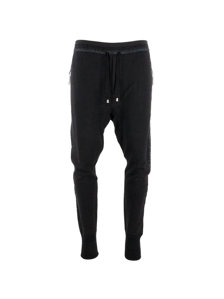 Black Zip Pockets Joggers with Satin Stripe