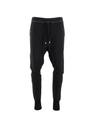 Black Zip Pockets Joggers with Satin Stripe