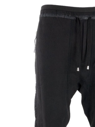 Black Zip Pockets Joggers with Satin Stripe