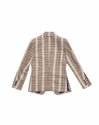 Brown and Yellow Checkered Suit Jacket