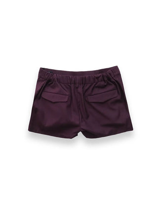 Burgundy Cotton Pleated Skort