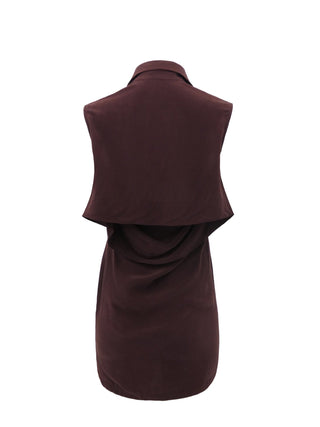 Burgundy Silk Crepe Sleeveless Shirt