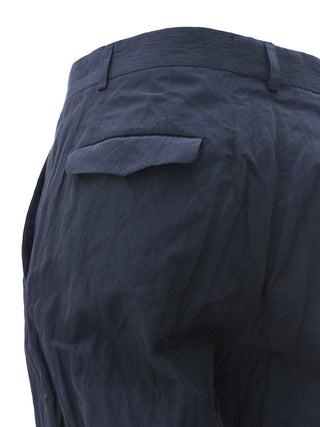 Cigarette Trouser in Dark Navy Crinkle Cotton Mix