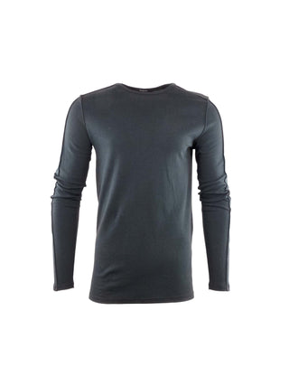 Dark Long Sleeve T-Shirt with Leather Shoulders