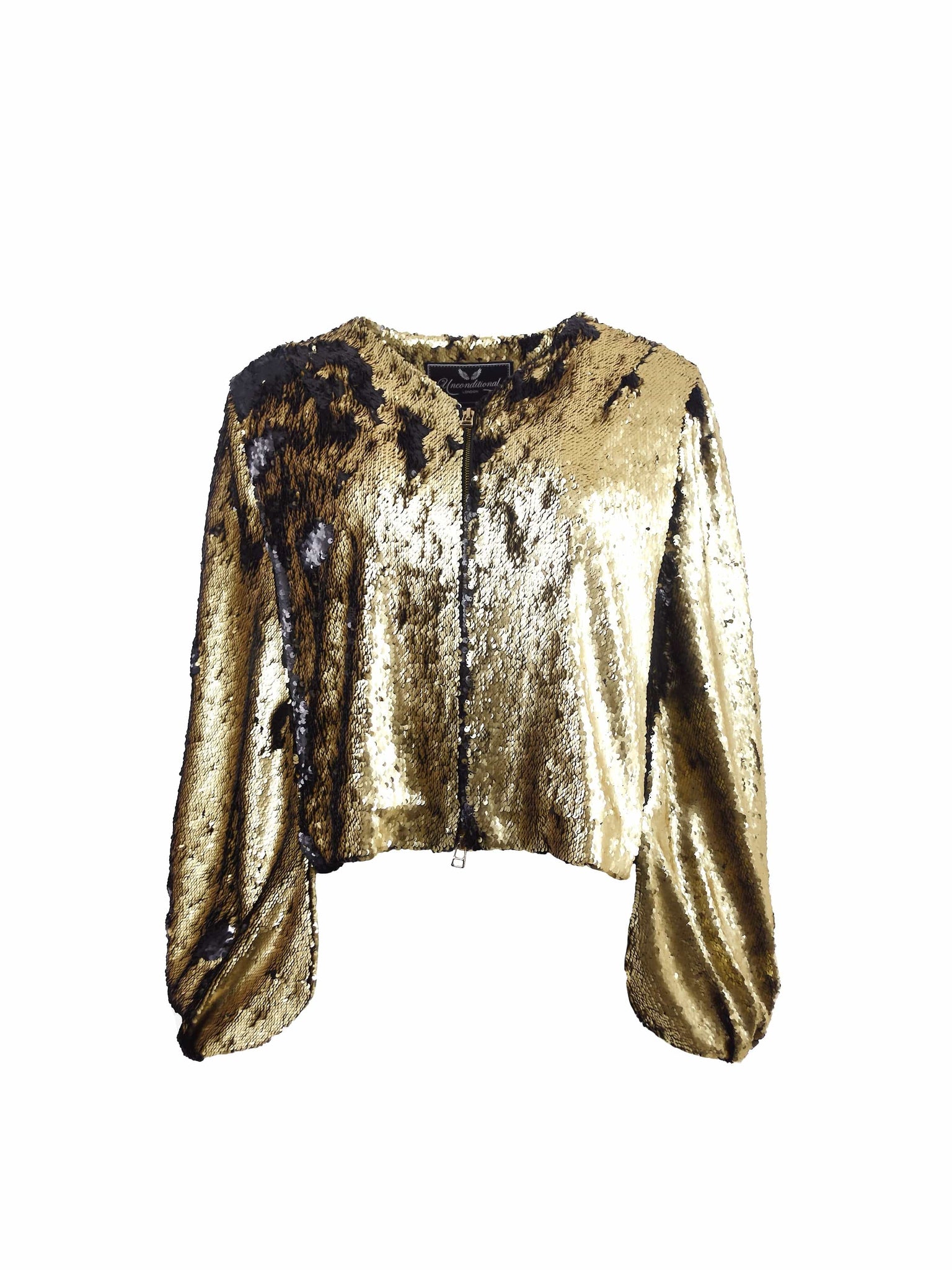 Gold and Black Sequin Full Zip Jacket