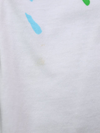 Green Drops V-Neck T-Shirt in White