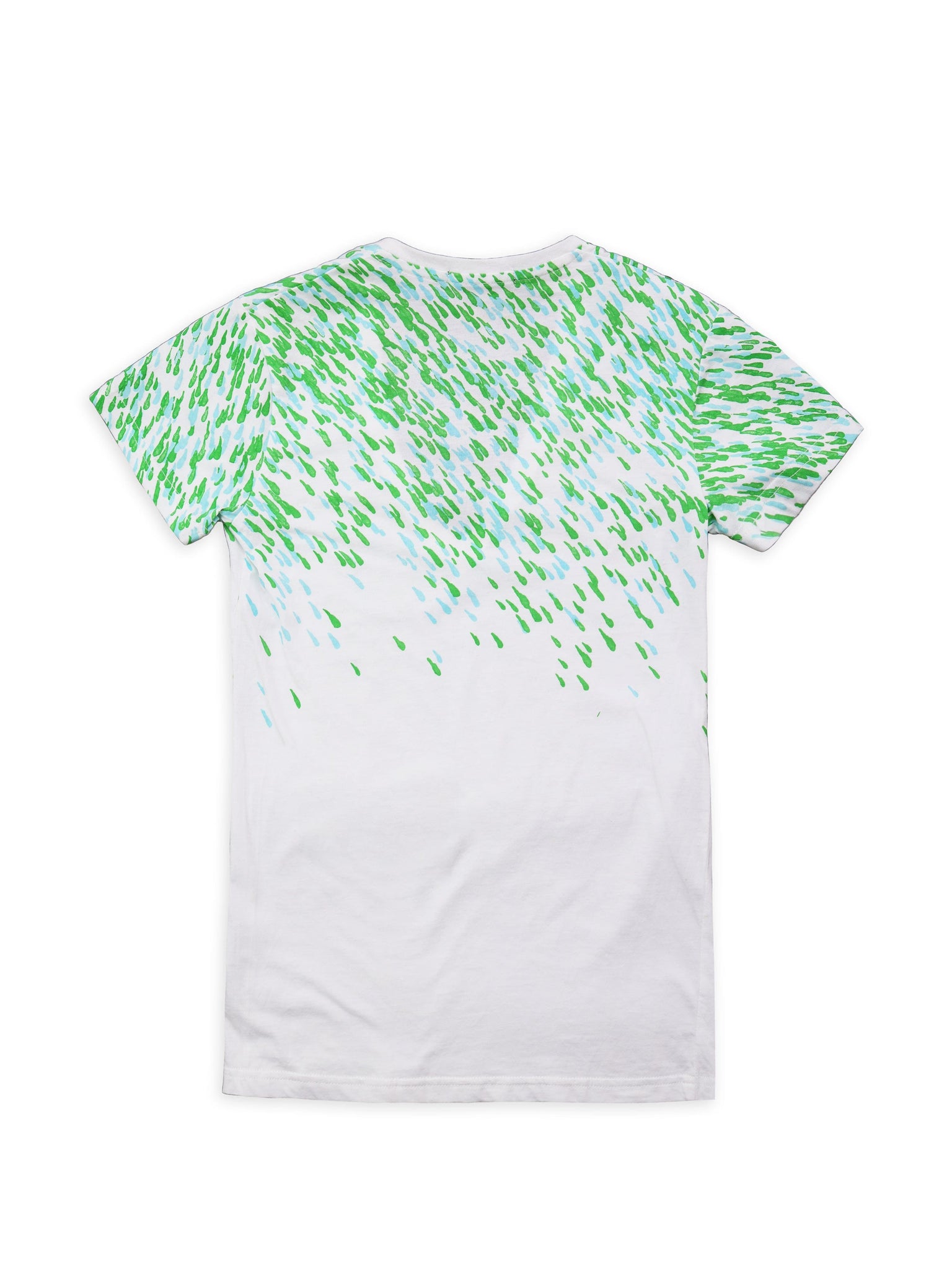 Green Drops V-Neck T-Shirt in White
