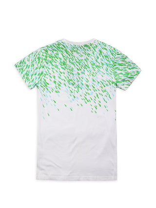 Green Drops V-Neck T-Shirt in White