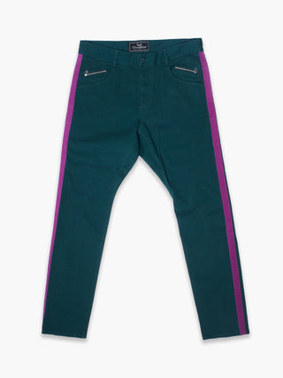 Green Jeans W/ Purple Stripes and Zips