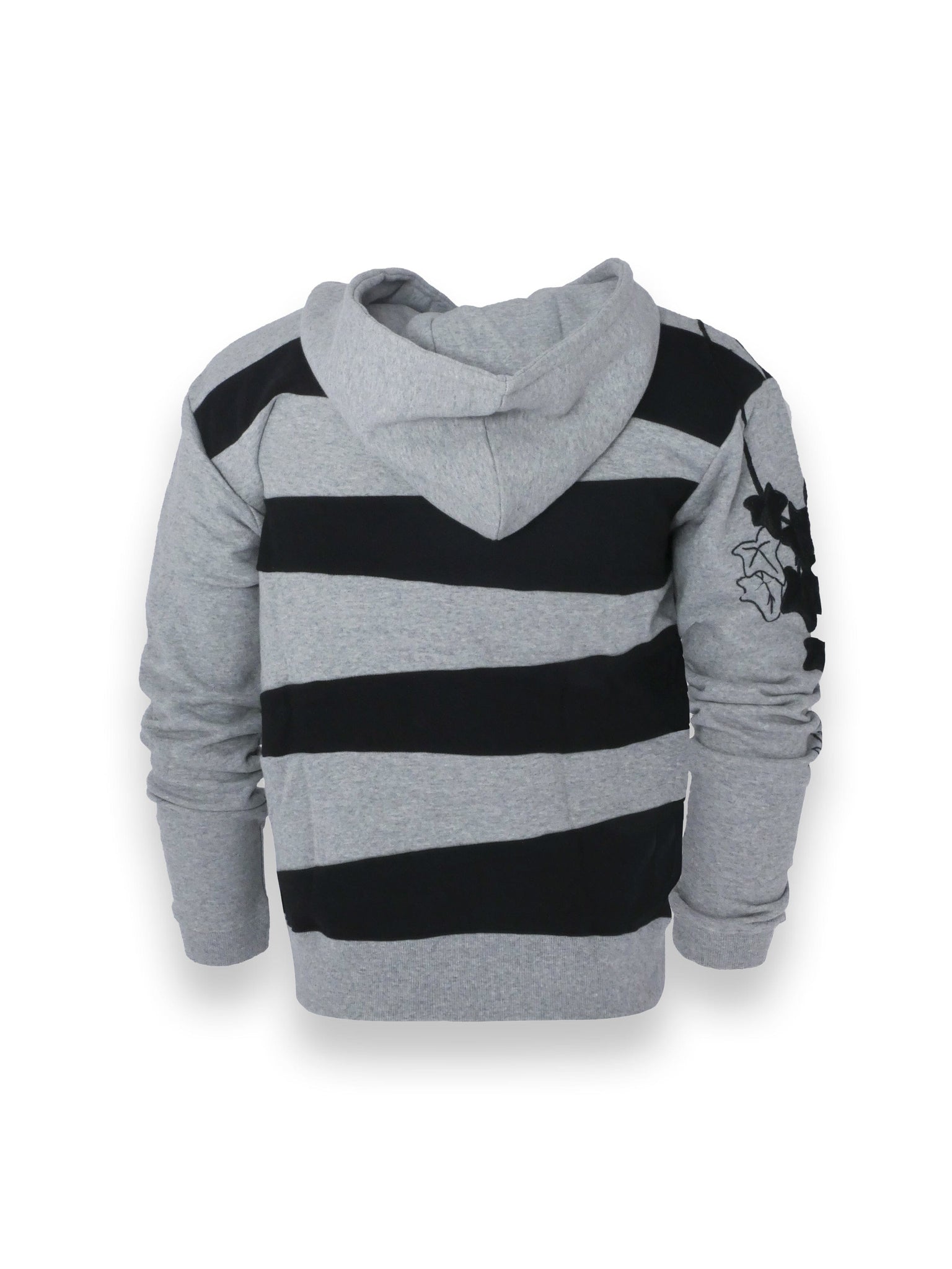 Grey and Black Striped Jumper with Ivy Embroidery