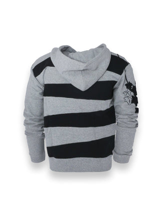 Grey and Black Striped Jumper with Ivy Embroidery